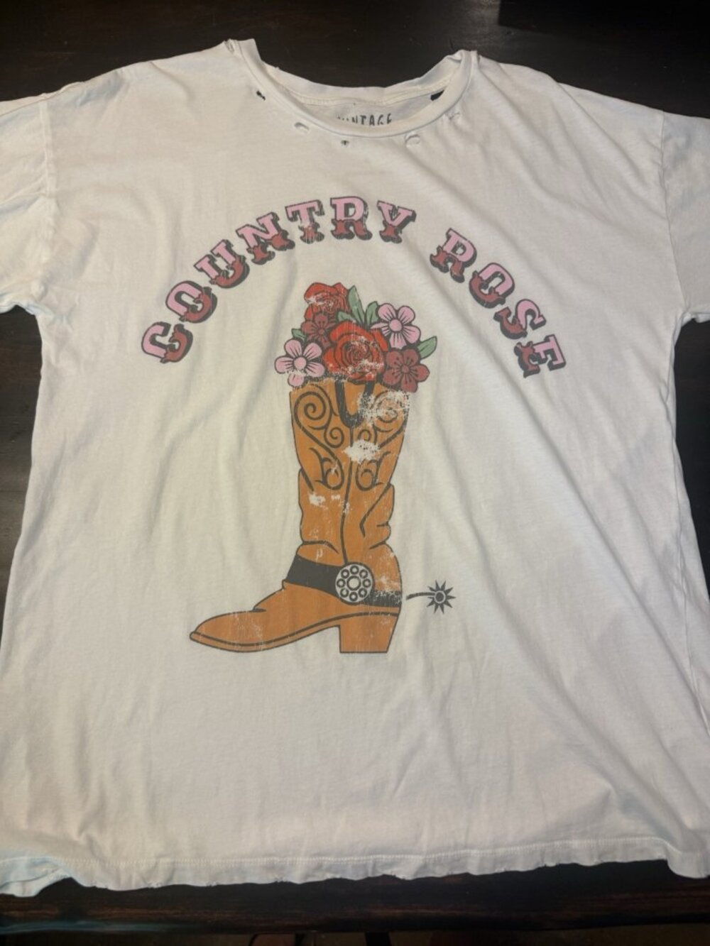 Vintage Canvas Women's Tee Shirt White Size M "Country Rose"